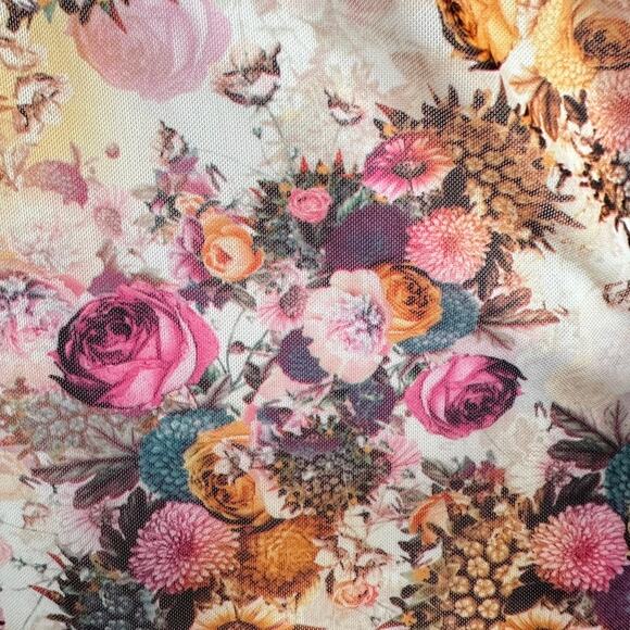 Designs by Priti Vora Floral Tunic 3/4 Sleeves Velvet Trim Embellished Pink S - Picture 4 of 8